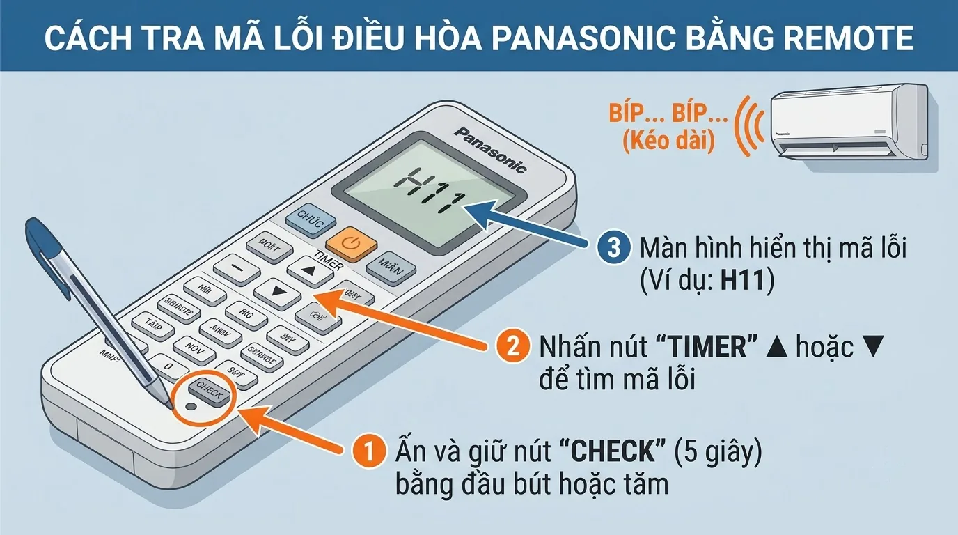 Danh sách tổng hợp mã lỗi H dòng điều hòa Panasonic Bảng tra cứu nhóm mã lỗi H trên dàn lạnh Panasonic