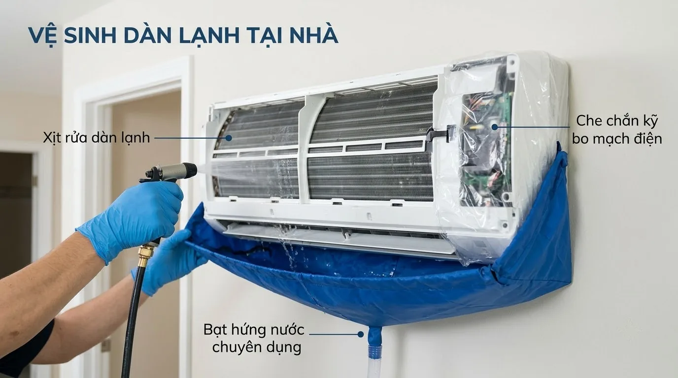 Lắp ráp lưới lọc vào vị trí cũ và bật máy kiểm tra luồng gió