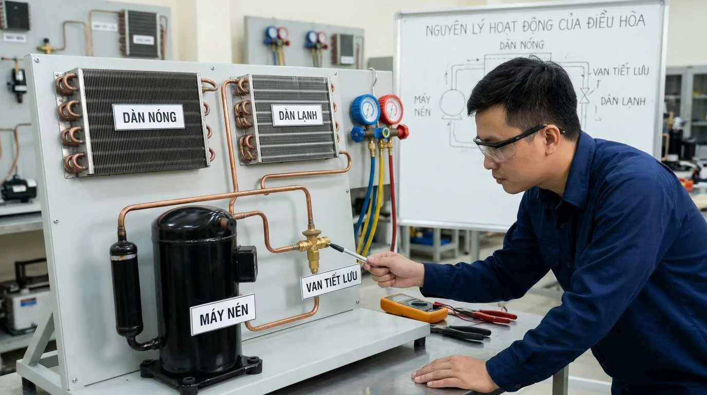 So sánh hướng di chuyển môi chất giữa điều hòa 1 chiều và 2 chiều