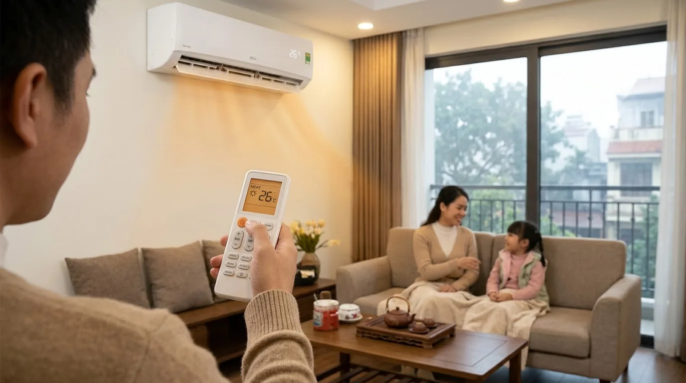 Giải thích heat là gì trong điều hòa và điều kiện sử dụng chế độ sưởi