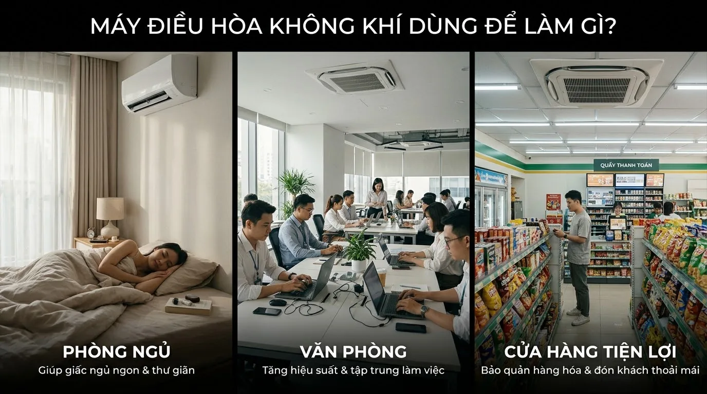 Không gian phòng ngủ và phòng làm việc cần lắp đặt điều hòa không khí