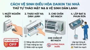 Lắp lưới lọc Daikin và chạy thử điều hòa bằng remote