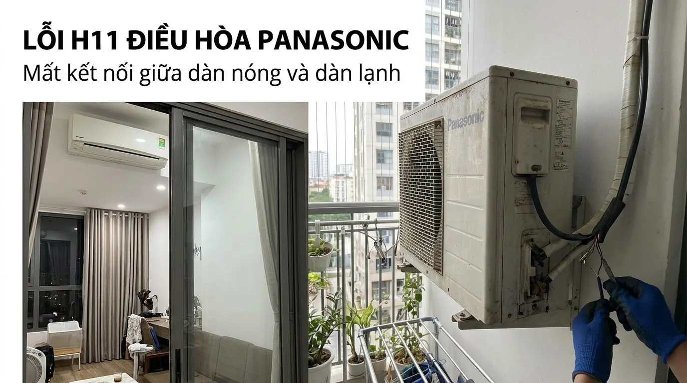 Minh họa lỗi h11 điều hòa panasonic inverter liên quan đến liên lạc giữa hai dàn