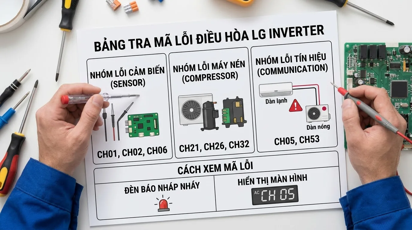 Thông tin cần ghi nhận khi điều hòa LG báo lỗi