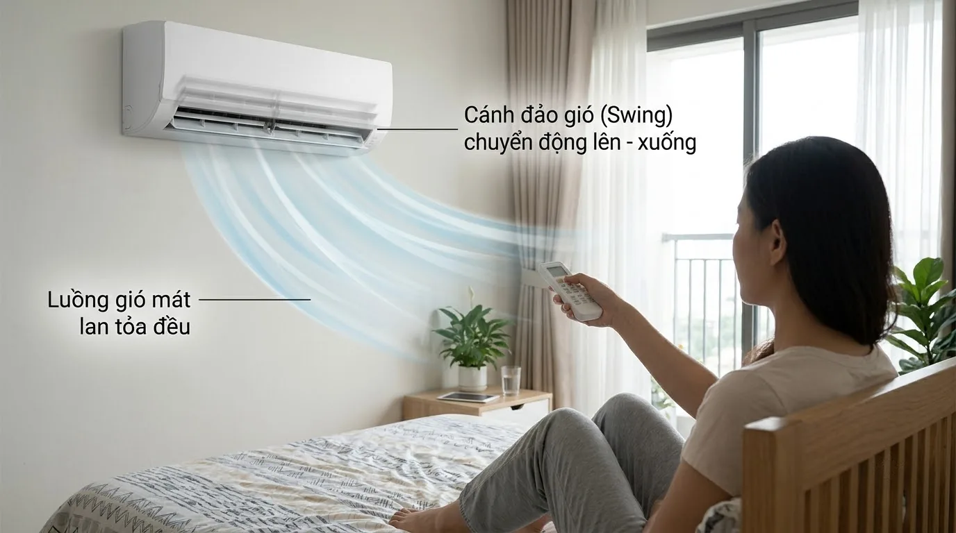 Chức năng Swing trên điều hòa Swing nghĩa là gì trong điều hòa và chức năng đảo hướng gió