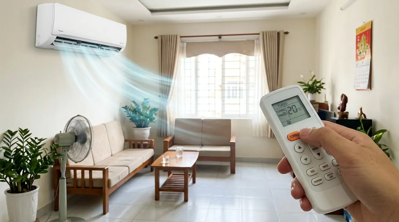 Minh họa turbo trong điều hòa là gì và tác dụng làm lạnh nhanh